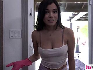 Latina teen teases stepbrother with her big ass and hairless pussy