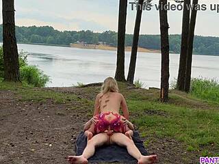 Busty blonde gets bent over and fucked from behind in public