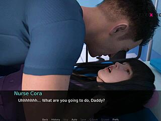 Perawat Cora menggoda John dalam pertemuan rumah sakit animasi 3D