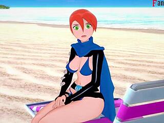 A virtual reality experience with Yae Miko in a bikini on the beach