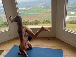 Felicity Feline's early morning workout and nude yoga session