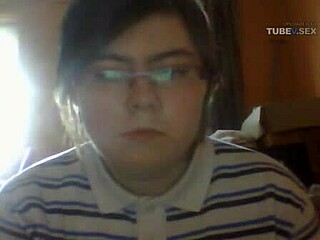 Chubby cute nerd girl masturbates on webcam