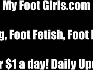 Footjob porn with Lady Bell worshipping cherry's feet