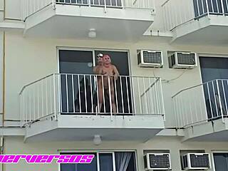 Latina couple enjoys public sex on hotel balcony in Acapulco
