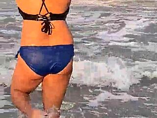 Experienced Latina pornstar Anna Maria flaunts her big tits and ass in Miami beach video