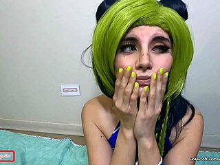 Jolyne cujoh's voyeuristic webcam show turns into a hot masturbation session