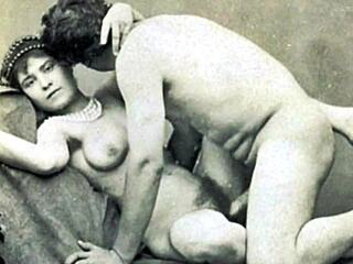 Retro blowjob and mature pussy in Victorian erotic video