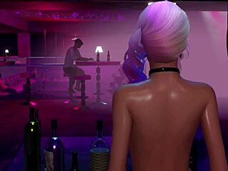 Stripper with small tits and big ass dances at strip club