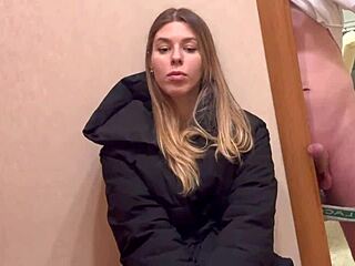 My stepdaughter's babysitter surprises me with a blowjob while waiting for a taxi