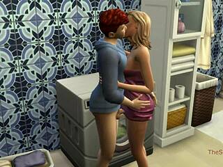 In the Sims 4, a seductive milf step mom gets dominated and fucked on a washing machine by her step son